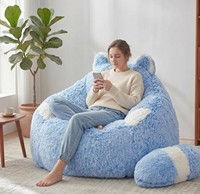 Pouf géant en peluche, doux et moelleux, en forme de chat mignon, avec billes en mousse compressibles, canapé paresseux