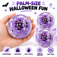 Jouet anti-stress Squishy chat sorcier violet fait main pour Halloween, à rebond lent