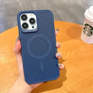 Funda Magnética Refrigerante para Teléfono, 6 Colores Opcionales, Compatible con 16 <span class=keywords><strong>Pro</strong></span> <span class=keywords><strong>Max</strong></span>, <span class=keywords><strong>14</strong></span>, 15 Plus, <span class=keywords><strong>13</strong></span>, 12 <span class=keywords><strong>Pro</strong></span>, Transpirable, con Carga Inalámbrica <span class=keywords><strong>y</strong></span> Protección Trasera - Product Image 6