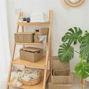 سلة نزهة من الورق المقوى لغرفة النوم، 50 سلة منسوجة يدويًا للتخييم، رمادية اللون، للغسيل، مع قفل، صينية من الخيزران المنسوج، رفوف - Product Image 2