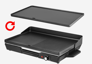 Plaque chauffante électrique antiadhésive en aluminium moulé sous pression réversible Grille à dessus plat, hamburger, œufs, plaque chauffante à crêpes Bouclier d'huile amovible - Product Image 4