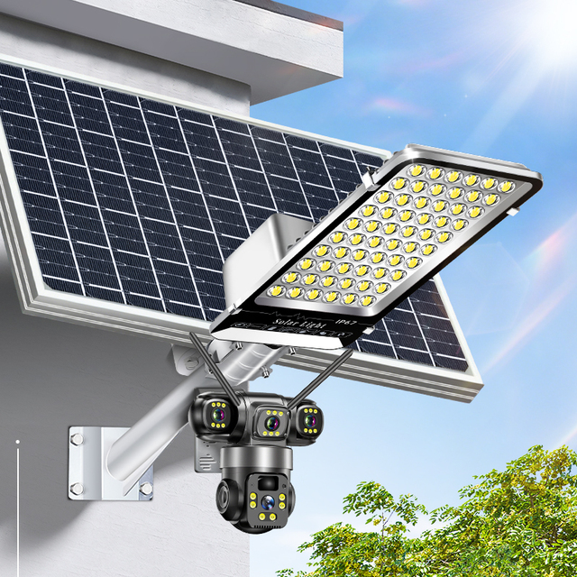Lurong Professional Solar Street Light Manufacturer All in One Solar Lamp with CCTV Camera App Control US Version 4G WiFi