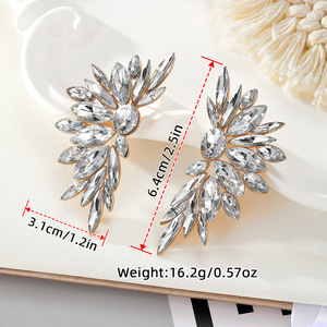 Flower Shape Rhinestone Alloy Stud <b>Earrings</b> For Women Party Jewelry - Product Image 2