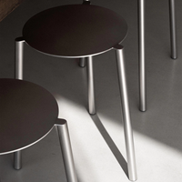 Ensemble de table et tabourets d'extérieur en acier inoxydable, tables rondes pour cour, terrasse, balcon, restaurant, café, maison d'hôtes et bar