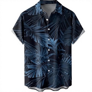 Chemises Hawaïennes Personnalisées à Motifs Feuilles, Boutonnées à Manches Courtes, Décontractées d'Été pour Hommes, Séchage Rapide et Respirantes - Product Image 2