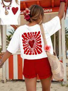 T-Shirt Stile Retrò Americano con Stampa Girasole sul Retro, Collo Tondo, Unisex, Manica Corta, 100% Cotone Jersey, Vestibilità Regolare - Product Image 3