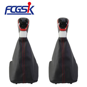 FCGSK Funda Protectora de Piel para Palanca de Cambios de Coche, Costuras Rojas, 5 y 6 Velocidades, Compatible con Seat Leon 3 - Product Image 1