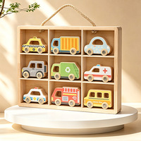 Juego de Coches de Juguete de Madera con Estante de Almacenamiento, Juguete Educativo Montessori, Vehículo de Juguete, Juego de Tren de Madera para Niños Pequeños y Preescolares, OEM ODM