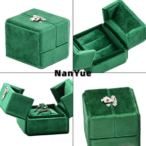 Caja de Anillos de Terciopelo para Boda o Compromiso, con Logotipo Personalizado, Tapa Abatible, Doble Ranura, Estuche para Anillos de Pareja, Caja de Almacenamiento y Exhibición de Joyería - Product Image 2