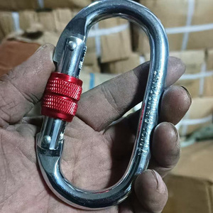 Oval Safety Carabiner 25 Kn Stainless Steel Red Locking Outdoor Climbing Connecting <b>Hook</b> - Product Image 3
