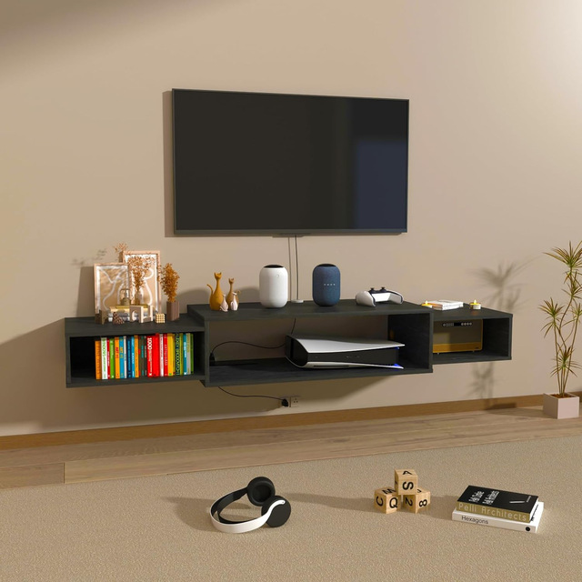 Hot Sales Modern Minimalist Floating Wall Layout Open Storage Cubby Small Apartment Media Organizer TV Stand