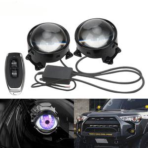 Luzes LED Dinâmicas Devil Eyes para Retrofit de Faróis Automotivos 7 Cores Lentes Angel Eyes com Controle Remoto para Carros Decoração Automotiva - Product Image 2
