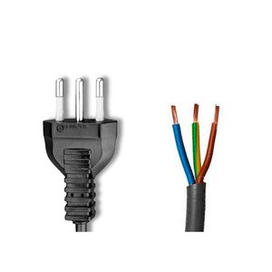 Cable de Alimentación Ita de 2 Metros, 10A, Enchufe Italiano de 3 Polos, Conductor de Cobre, Aislamiento de PVC, Sin Cubierta, Bajo Voltaje - Product Image 1
