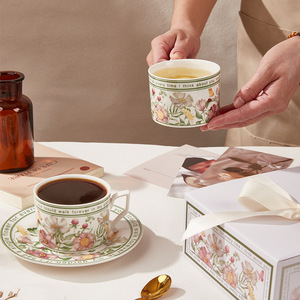 French Sunflower Bloom Ceramic Coffee Cup and Saucer <b>Sets</b> <b>Gift</b> Box Eco-Friendly Ceramic Mug Cute Afternoon <b>Tea</b> Cup - Product Image 2