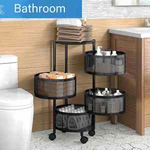 Rotating Movable Metal Organizer Kitchen Storage Rack for <b>Vegetable</b> and Snack Food Use <b>Standing</b> Type Storage Rack Factory OEM - Product Image 5