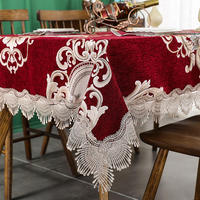 Vente en gros de nappe blanche ronde avec broderie de logo couverture de table en dentelle d'inspiration café blanc cassé pour les mariages tissu imprimé