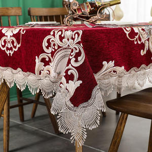 Vente en gros de nappe blanche ronde avec broderie de logo couverture de table en dentelle d'inspiration café blanc cassé pour les mariages tissu imprimé - Product Image 3