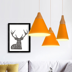 Nordic Minimalist Cone Pendant <b>Light</b> Led Aluminum Wood 3 Head For <b>Dining</b> Room Hotel Bar Cafe Showroom - Product Image 2