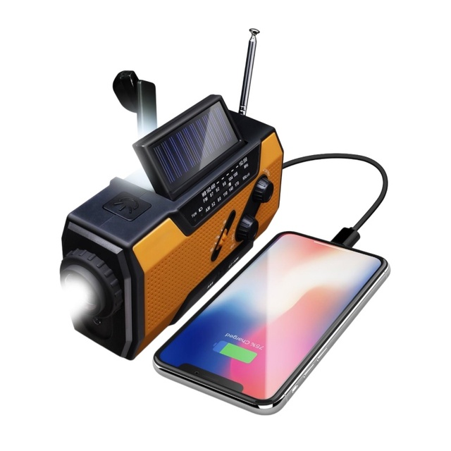 Must-Have Emergency Solar Radio Hand Crank Power Bank AM/FM Weather Alert ABS Material Survival Outdoor Camping for for