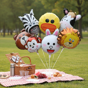 Ballon en aluminium imprimé <span class=keywords><strong>BLN</strong></span>, vente en gros, 18 pouces, motif animal de dessin animé, unisexe, avec bâtonnet, idéal comme cadeau ou jouet - Product Image 1