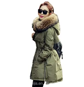 Chinese supplier wholesalesu cheap fur collar hooded ltra light long down jacket for women