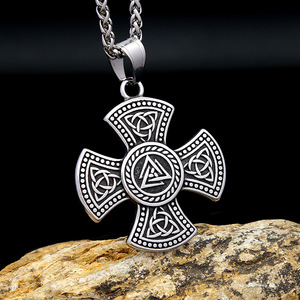 yunnique Celtic Viking Rune <b>Cross</b> Pendant Men's Stainless Steel Necklace Hip Hop Jewelry Fashion Pendant Necklaces - Product Image 4