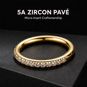 <span class=keywords><strong>Orecchini</strong></span> a cerchio Maina in titanio ASTM F136 G23 con pavé di zirconi <span class=keywords><strong>per</strong></span> trago, naso, cartilagine e narice - Product Image 3