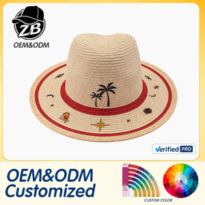 Hot Selling Custom Logo Panama <b>Straw</b> <b>Hat</b> Breathable Natural <b>Straw</b> <b>Hat</b> for Daily Beach Travel - Product Image 1