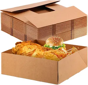 4 Corner Pop Up Food Tray Kraft Movie Snack Trays Stadium Paper Tray Cardboard Snack Boxes Bakery Take Out Containers