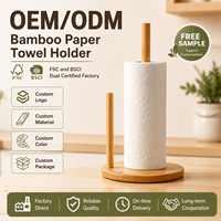 Porte-serviettes en papier en bambou pour comptoir de cuisine, support de serviettes en papier en bois, organisateur de rouleaux de papier avec base antidérapante