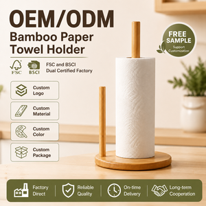 <span class=keywords><strong>Porte</strong></span>-serviettes en papier en bambou pour comptoir de cuisine, support de serviettes en papier en <span class=keywords><strong>bois</strong></span>, organisateur de rouleaux de papier avec base antidérapante - Product Image 1