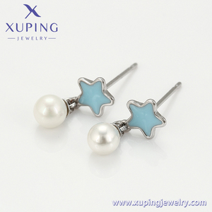 A00667234 Xuping Sieraden Mode Elegante Eenvoudige Blauwe Ster <span class=keywords><strong>Plastic</strong></span> Bead Hanger Milieuvriendelijke Koper Oorbellen - Product Image 2
