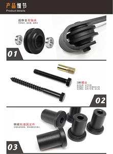 Kit de rails de <span class=keywords><strong>porte</strong></span> à double action avec roulettes, en acier au carbone noir, pour <span class=keywords><strong>porte</strong></span> de grange <span class=keywords><strong>coulissante</strong></span> à suspension - Product Image 6