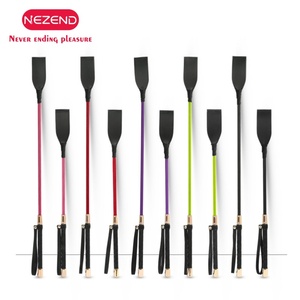 NEZEND 2 piezas de látigos de cuero de 18 pulgadas para BDSM, fetichismo, juegos de picardías y palmadas, látigos de entrenamiento para caballos y carreras de caballos - Product Image 1