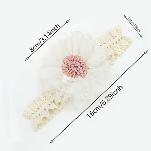 Fascia per capelli in pizzo di cotone con fiore in Tulle per bambini in stile coreano fascia per capelli morbida per bambini all'ingrosso - Product Image 6