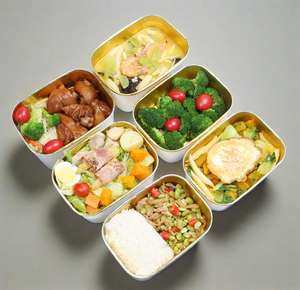 Saladier en papier jetable de qualité alimentaire avec couvercle Bol rectangulaire rond et carré étanche en feuille d'or Compatible avec les aliments à emporter - Product Image 5