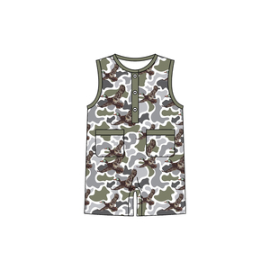 SR3946 Mameluco de Manga Larga con Estampado de Pato Camuflado para Bebés, Conjunto de Mameluco Tipo Burbuja para Niñas - Product Image 1