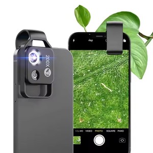 Microscope HD <span class=keywords><strong>200x</strong></span>, mini objectif de grossissement pour téléphone portable avec LED CPL noir et blanc - Product Image 2
