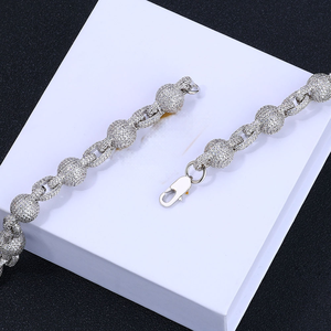 Bracelets Premium B2B en Gros GRA Moissanite Effet Boule Disco, Perles Rondes Massives en Argent S925, Bijoux Hip Hop Iced Out - Product Image 5