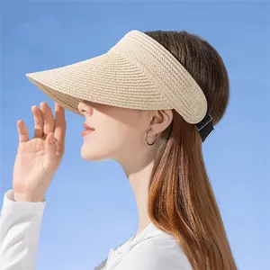 SZ152时尚2023夏季防紫外线宽边帽女士可调草帽遮阳帽女士沙滩园艺遮阳板