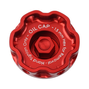 Bouchon d'huile en alliage d'aluminium, hexagonal de 15 mm, rouge, universel, pour remplacer le bouchon de remplissage d'huile moteur de voiture - Product Image 1