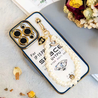 Funda de protección completa a prueba de golpes para Samsung Galaxy A06/A16/M35/M55/C55/A55/A35/A25 pulsera de cadena de perlas funda para teléfono móvil