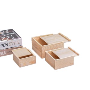 Boîte à tiroir en bois rectangulaire en pin, artisanale, emballage cadeau, fabrication sur mesure - Product Image 5