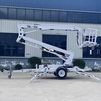 Plate-forme de travail aérienne remorquable montée sur remorque avec nacelle élévatrice articulée à flèche automotrice à rotation de 360 degrés
