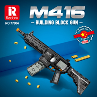 Reobrix 77004 militer DIY M416 Sniper plastik ramah lingkungan Armas de mainan senjata Model blok bangunan Set