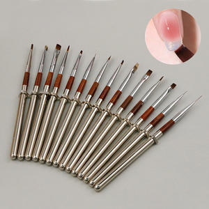 Pinceaux à Ongles Professionnels à Manche Plat en Nylon avec Capuchon Métallique, Pinceaux UV Gel Nail Art pour Peinture Ombré et Décoration de Manucure - Product Image 2