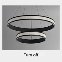 Lampu Gantung LED Modern Bentuk Cincin Akrilik Aluminium, Dapat Diredupkan, untuk Ruang Tamu, Ruang Makan, Proyek Hotel