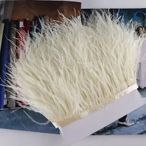 Заводская оптовая продажа, цветные перья 10-15 см, обрезка страусиных перьев, челка с атласной лентой для платья, Рождественская гирлянда - Product Image 4