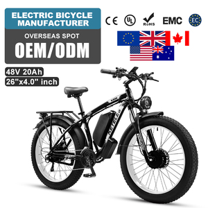 Wholesale Adult AWD Ebike 26'' Fat Tire bicycle 48V Lithium 23AH Battery 21 Speed Electric Mountain Bike for All Terrain