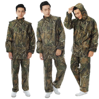 Großhandel KM Tarnmuster Leichtgewicht Outdoor Wasserdichter Polyester Taft Pongee Regenmantel-Set für Unisex Jagd Angeln Reiten